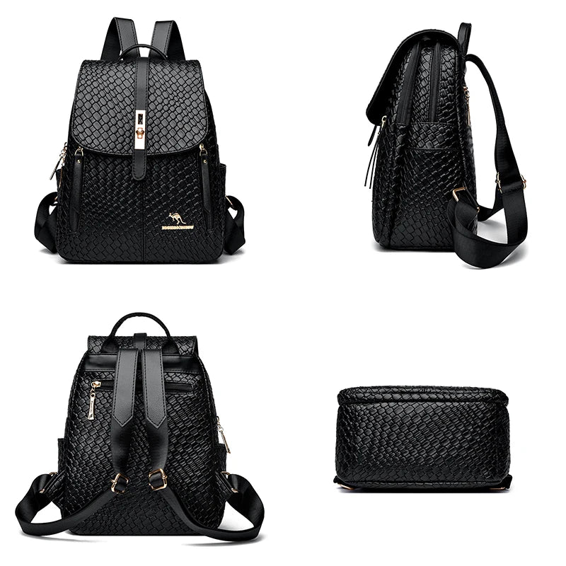 Vintage Shell Leather Women Backpack