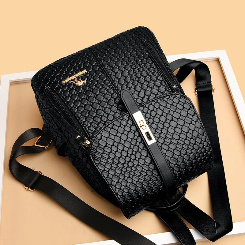 Vintage Shell Leather Women Backpack